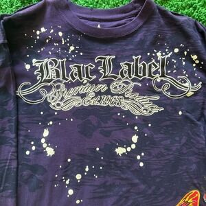 Black Label Premium Quality Long Sleeve Purple Graphic Print Edgy Style